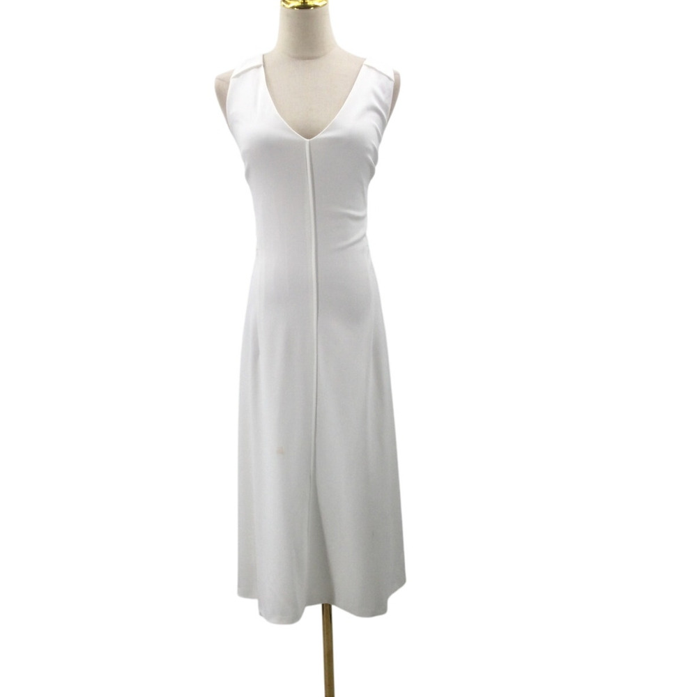DKNY 16 2X plus white vneck cutout crossed Aline fit & flare midi dress NWT B65